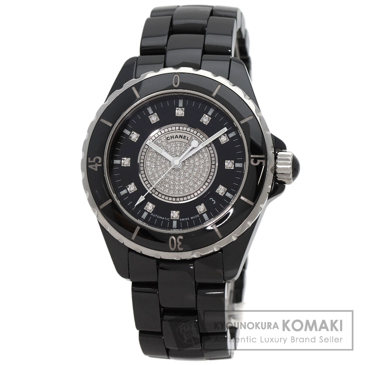 CHANEL シャネル H1757 J12 38mm 12P・センター ダイヤモンド 腕時計 セラミック メンズ 中古