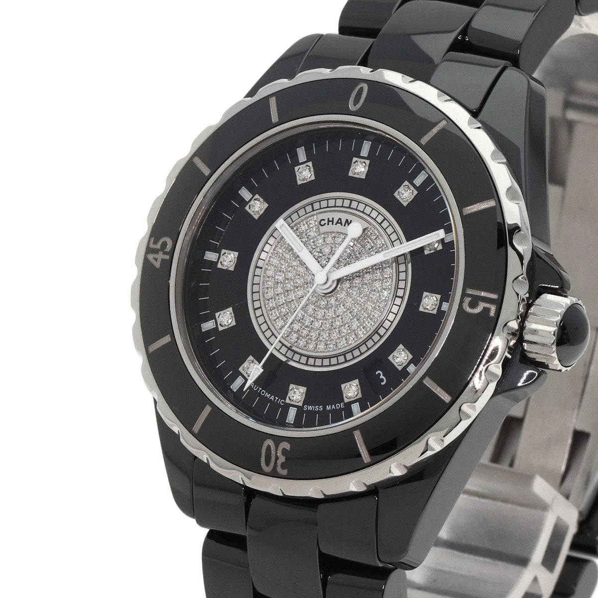 CHANEL シャネル H1757 J12 38mm 12P・センター ダイヤモンド 腕時計 セラミック メンズ 中古