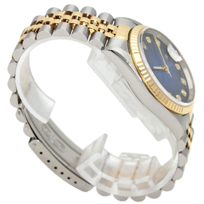 ROLEX ロレックス 16233G デイトジャスト 10P ダイヤモンド ブルーグラデーション 腕時計 SS メンズ 中古