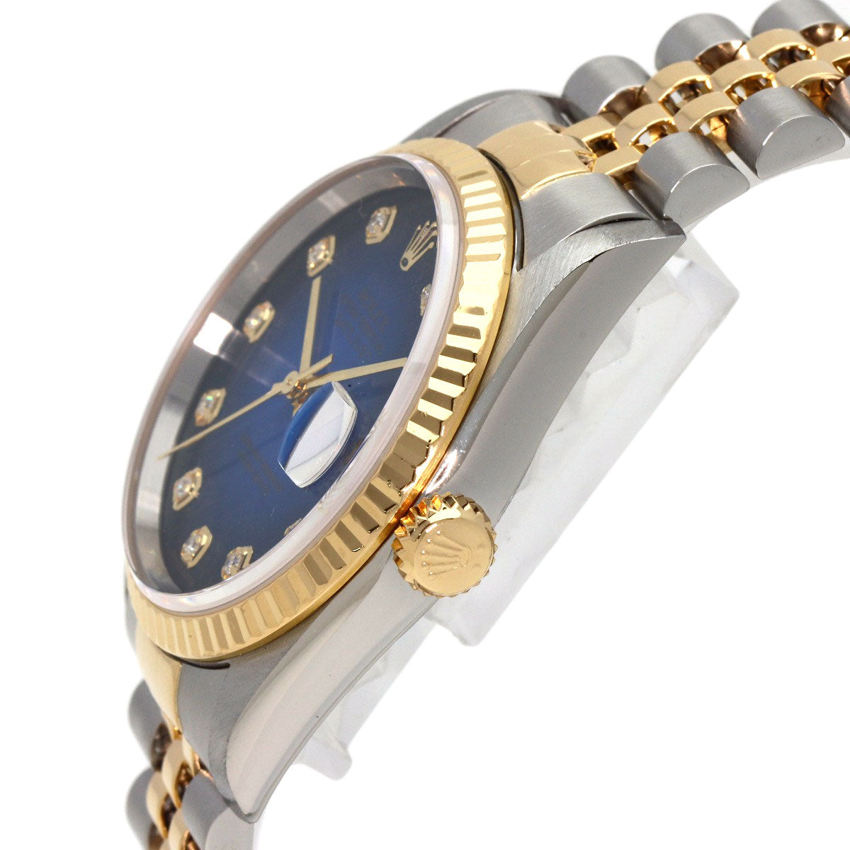 ROLEX ロレックス 16233G デイトジャスト 10P ダイヤモンド ブルーグラデーション 腕時計 SS メンズ 中古