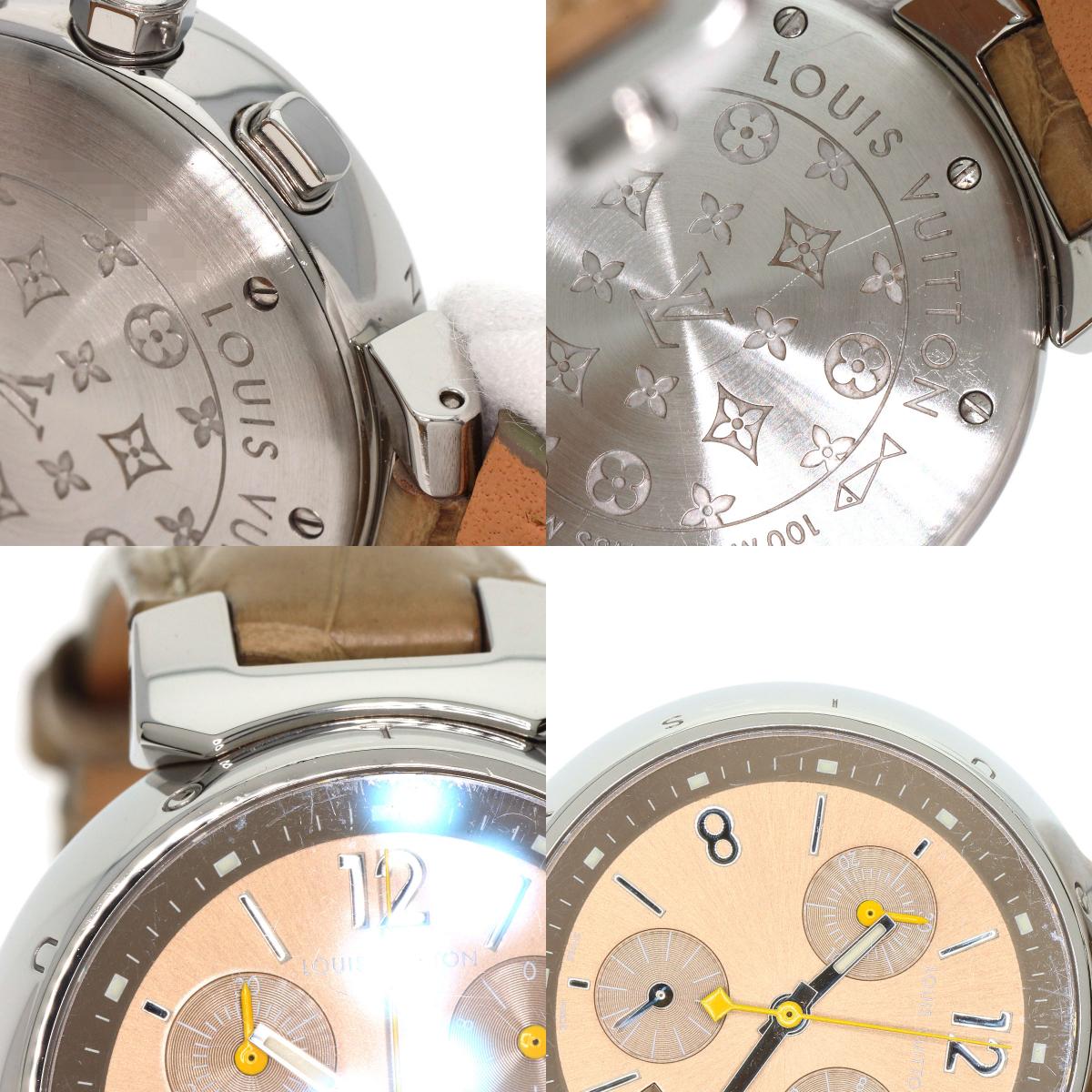 LOUIS VUITTON ルイヴィトン Q1322 タンブール クロノグラフ 腕時計 SS メンズ 中古