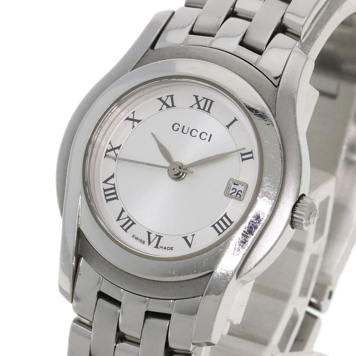 GUCCI グッチ 5500L ラウンドフェイス 腕時計 SS レディース 中古