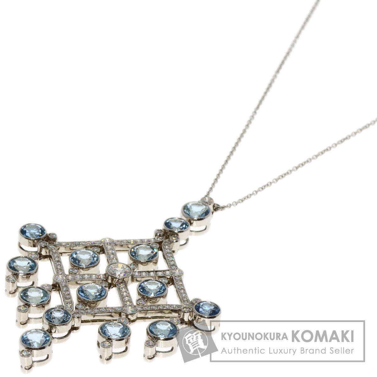 TIFFANY&Co. ティファニー アクアマリン ダイヤモンド アールデコ ネックレス PT950 レディース 中古