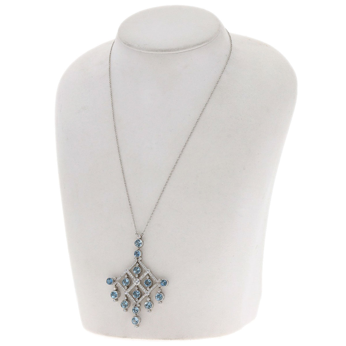 TIFFANY&Co. ティファニー アクアマリン ダイヤモンド アールデコ ネックレス PT950 レディース 中古