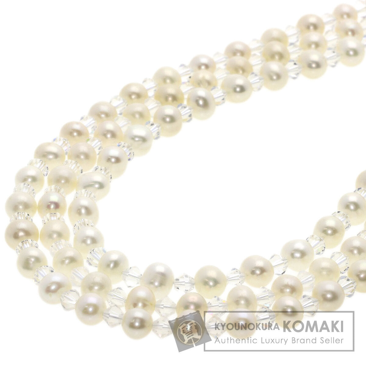 SELECT JEWELRY セレクトジュエリー 淡水パール 真珠 クリスタル 3連 ネックレス SV レディース 中古