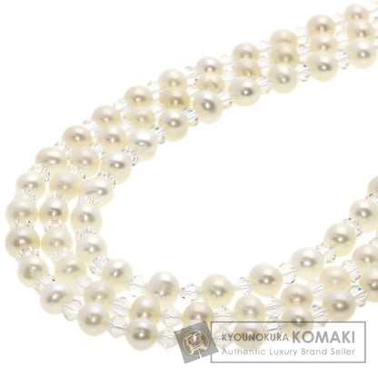 SELECT JEWELRY セレクトジュエリー 淡水パール 真珠 クリスタル 3連 ネックレス SV レディース 中古