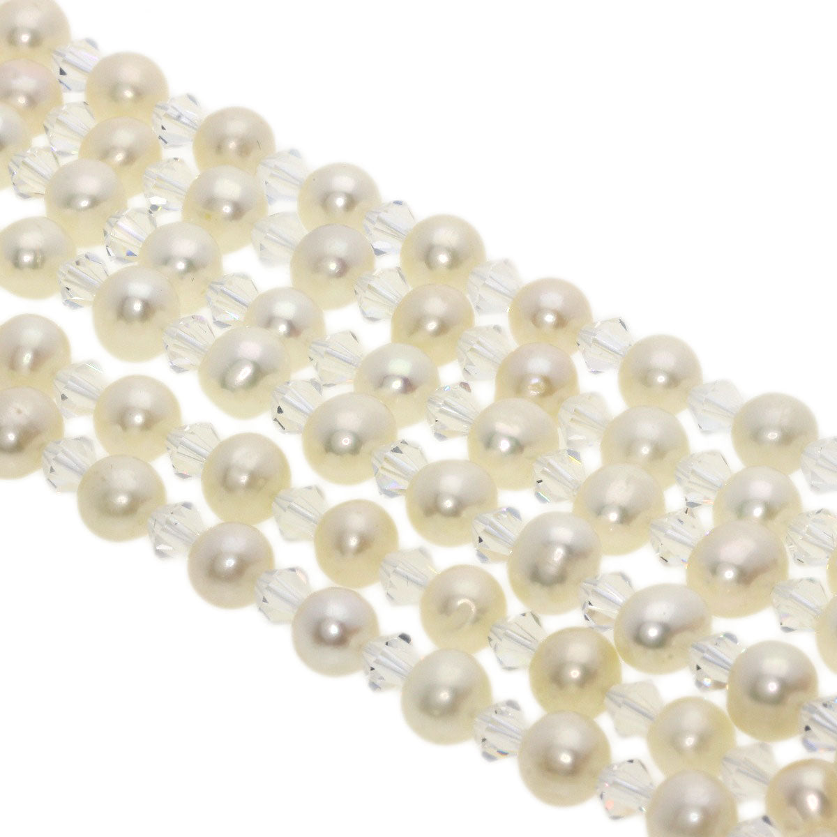 SELECT JEWELRY セレクトジュエリー 淡水パール 真珠 クリスタル 3連 ネックレス SV レディース 中古