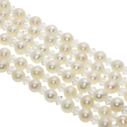 SELECT JEWELRY セレクトジュエリー 淡水パール 真珠 クリスタル 3連 ネックレス SV レディース 中古