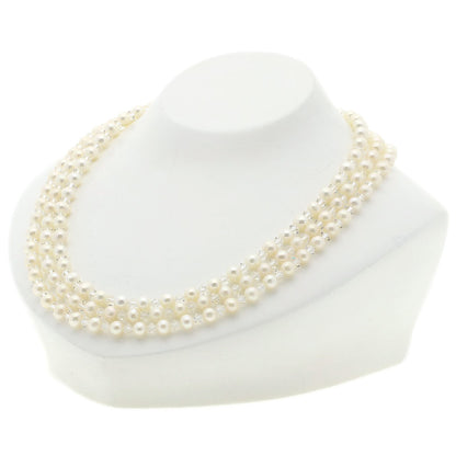 SELECT JEWELRY セレクトジュエリー 淡水パール 真珠 クリスタル 3連 ネックレス SV レディース 中古
