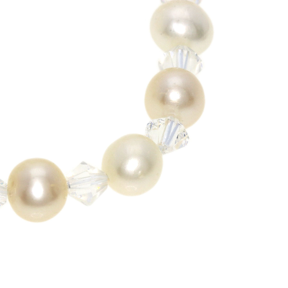 SELECT JEWELRY セレクトジュエリー 淡水パール 真珠 クリスタル 3連 ネックレス SV レディース 中古