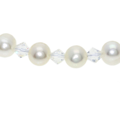SELECT JEWELRY セレクトジュエリー 淡水パール 真珠 クリスタル 3連 ネックレス SV レディース 中古