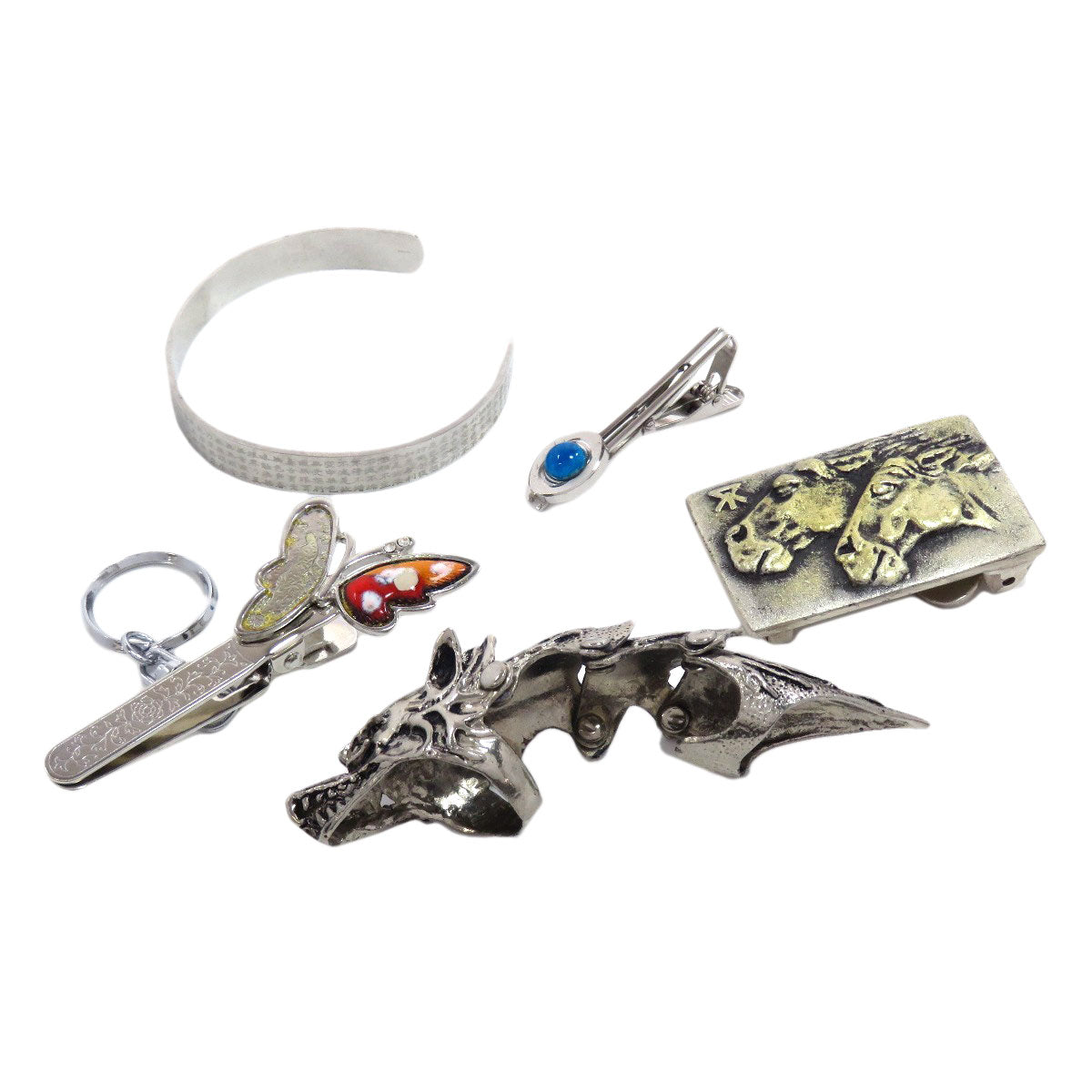SELECT JEWELRY セレクトジュエリー リング バックル タイタック キーホルダー ブレス(般若心経) 5個セット リング・指輪 金属製 レディース 中古