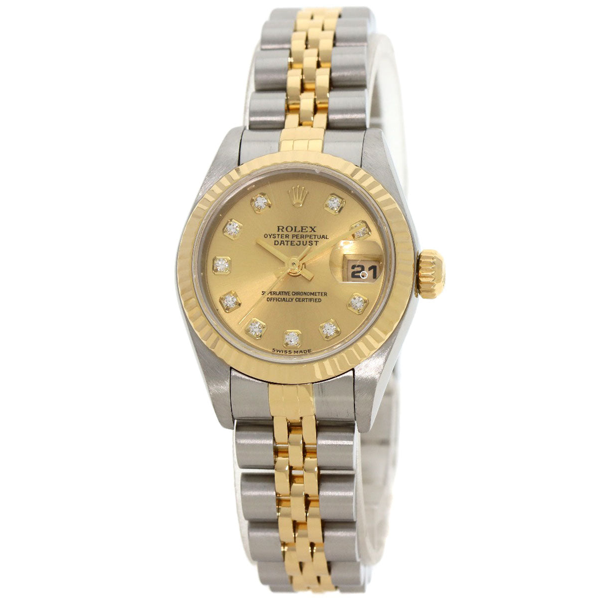 ROLEX ロレックス 79173G デイトジャスト 10P ダイヤモンド 腕時計 SS レディース 中古