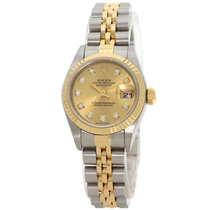 ROLEX ロレックス 79173G デイトジャスト 10P ダイヤモンド 腕時計 SS レディース 中古
