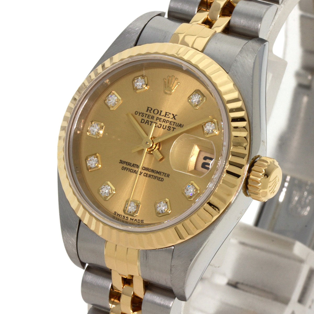 ROLEX ロレックス 79173G デイトジャスト 10P ダイヤモンド 腕時計 SS レディース 中古