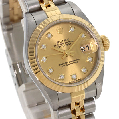 ROLEX ロレックス 79173G デイトジャスト 10P ダイヤモンド 腕時計 SS レディース 中古