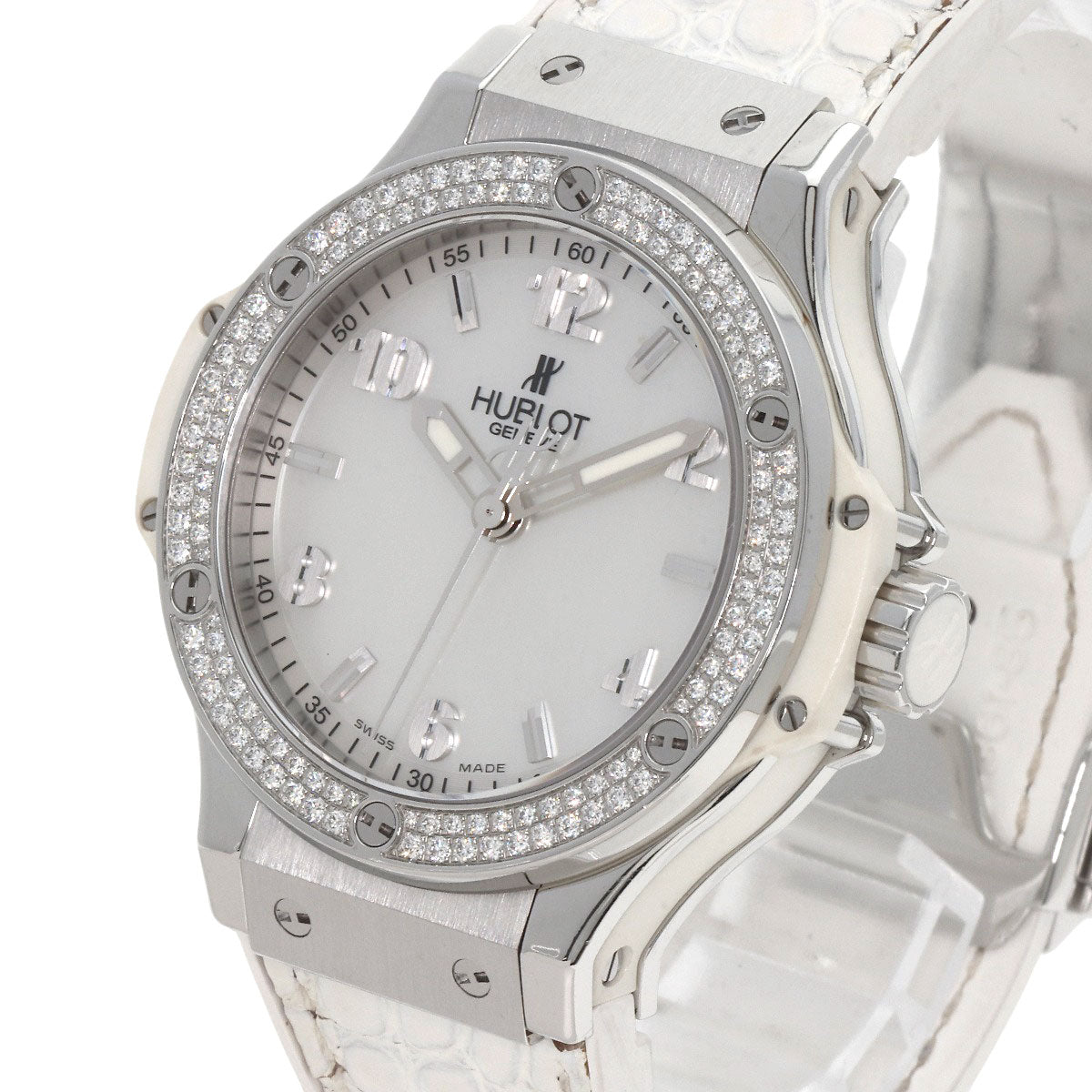 HUBLOT ウブロ 361.SE.6010.RW.1104 ビッグバン オールホワイト マザーオブパール 腕時計 SS レディース 中古