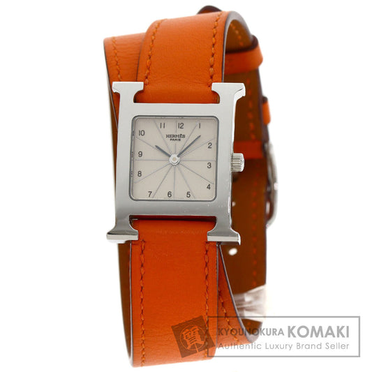 HERMES エルメス HH1.210 Hウォッチ ドゥブルトゥール 腕時計 SS レディース 中古