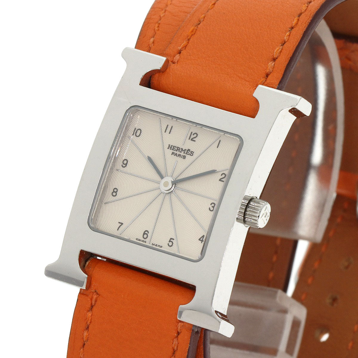 HERMES エルメス HH1.210 Hウォッチ ドゥブルトゥール 腕時計 SS レディース 中古
