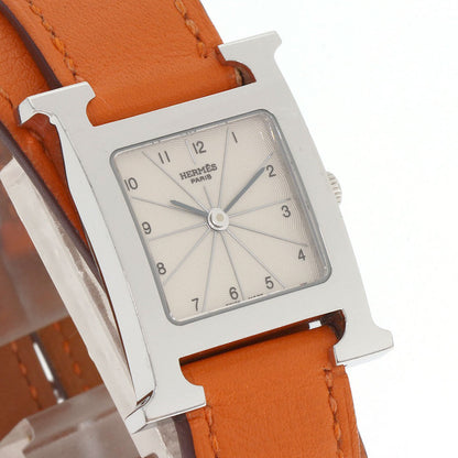 HERMES エルメス HH1.210 Hウォッチ ドゥブルトゥール 腕時計 SS レディース 中古