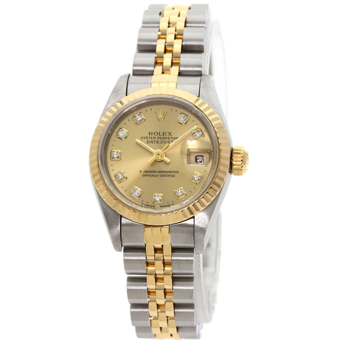 ROLEX ロレックス 69173G デイトジャスト 10P ダイヤモンド 腕時計 SS レディース 中古