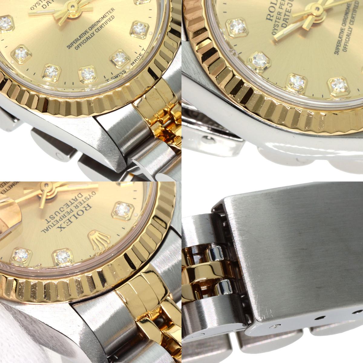 ROLEX ロレックス 69173G デイトジャスト 10P ダイヤモンド 腕時計 SS レディース 中古