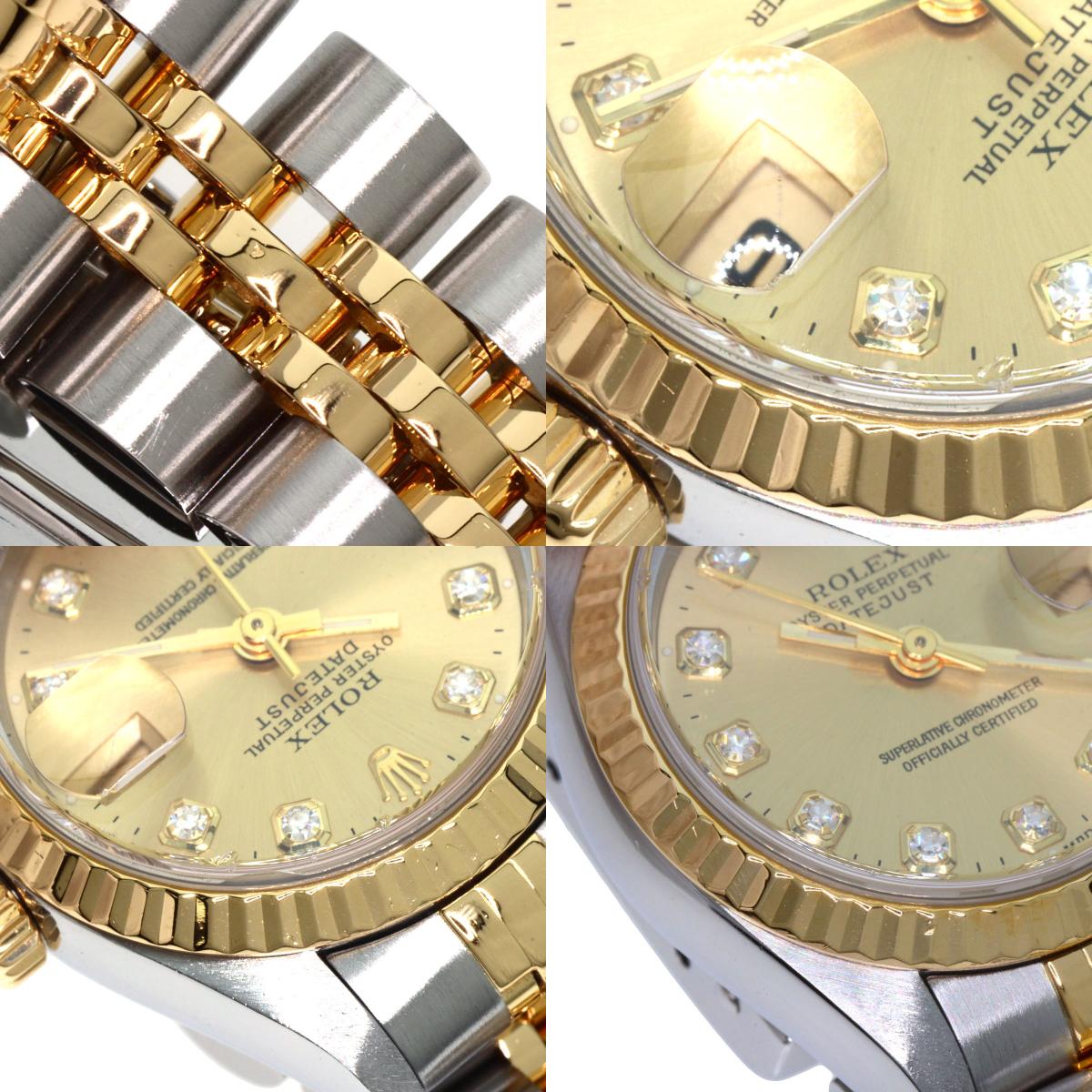 ROLEX ロレックス 69173G デイトジャスト 10P ダイヤモンド 腕時計 SS レディース 中古
