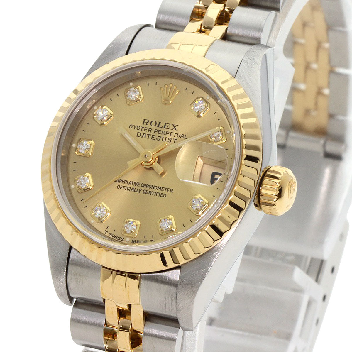 ROLEX ロレックス 69173G デイトジャスト 10P ダイヤモンド 腕時計 SS レディース 中古