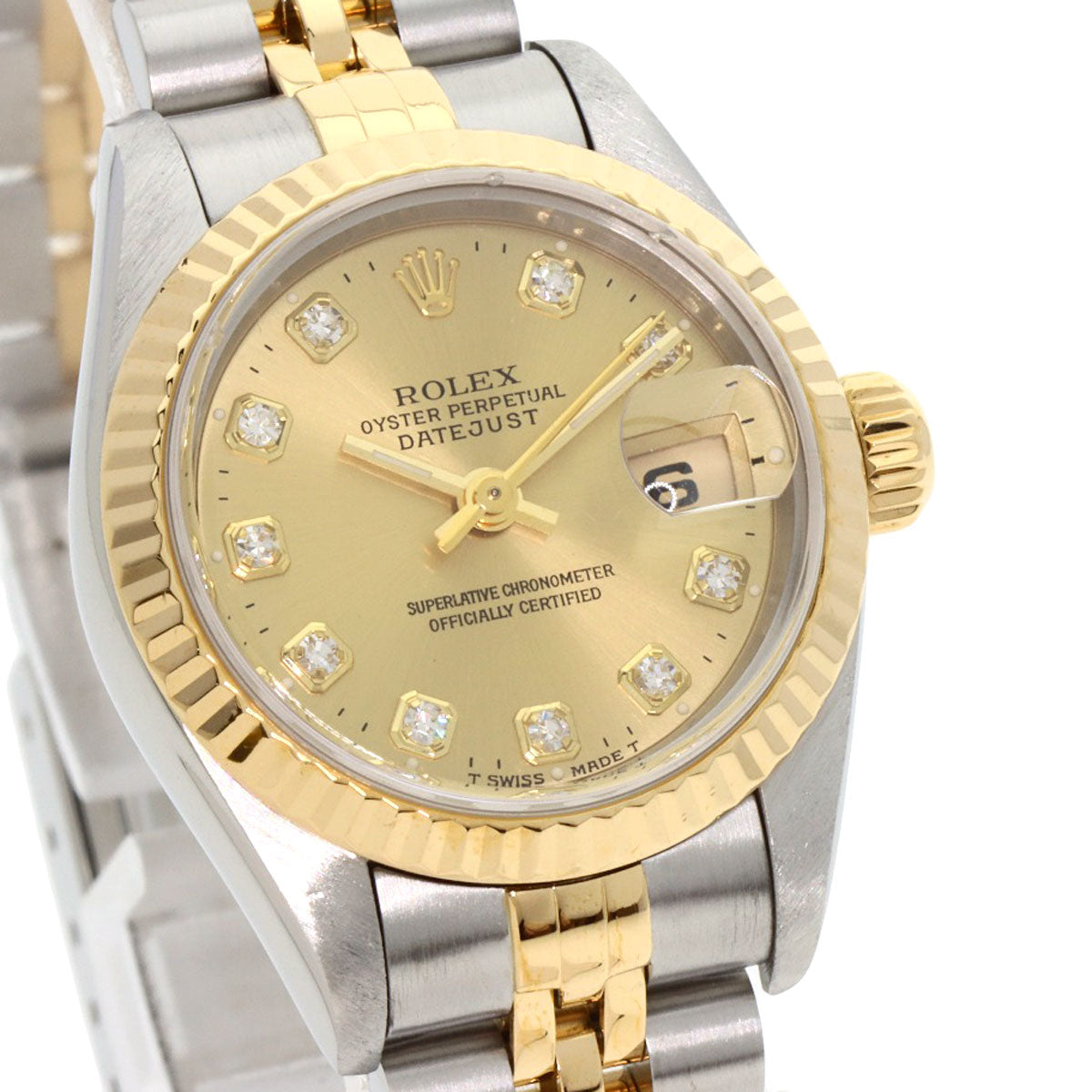 ROLEX ロレックス 69173G デイトジャスト 10P ダイヤモンド 腕時計 SS レディース 中古