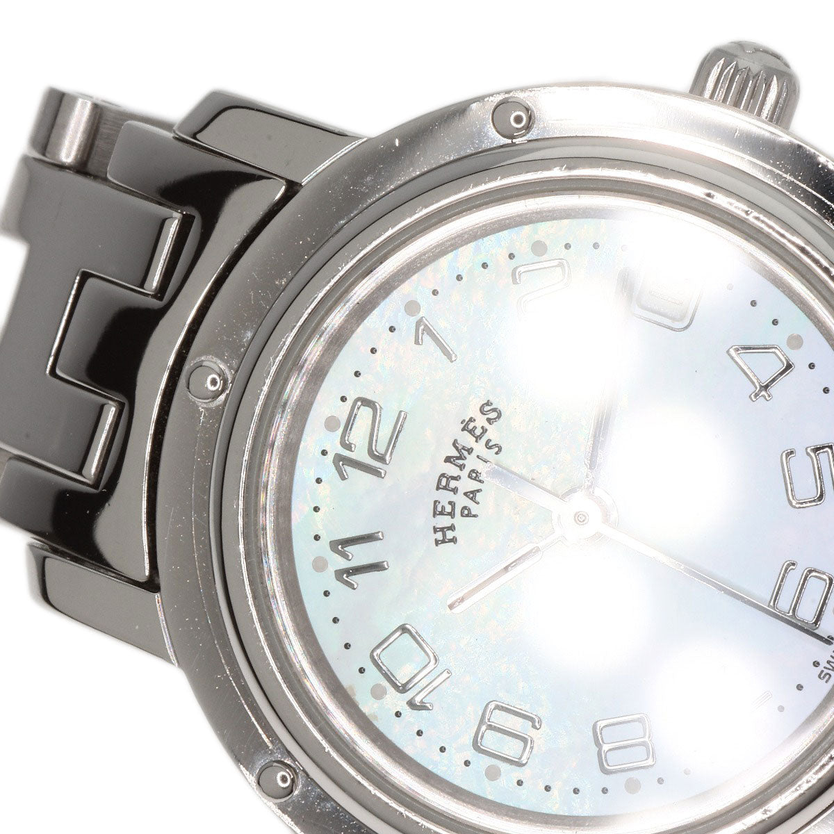 HERMES エルメス CL4.210 クリッパー ナクレ 腕時計 SS レディース 中古