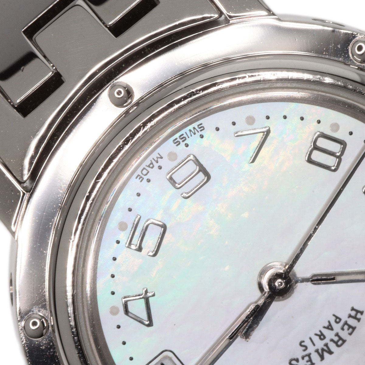 HERMES エルメス CL4.210 クリッパー ナクレ 腕時計 SS レディース 中古