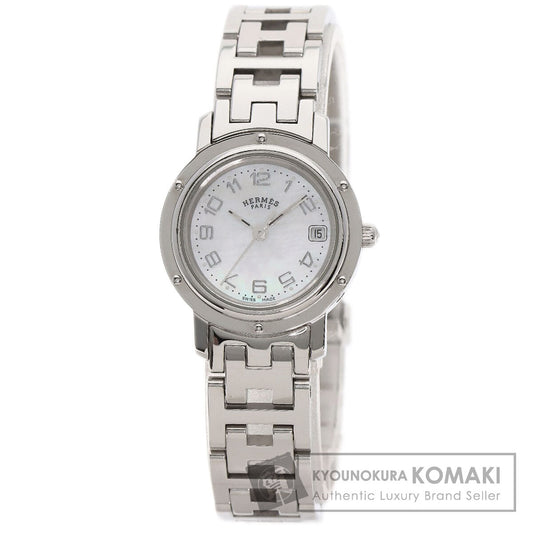 HERMES エルメス CL4.210 クリッパー ナクレ 腕時計 SS レディース 中古