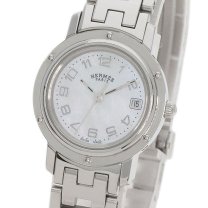 HERMES エルメス CL4.210 クリッパー ナクレ 腕時計 SS レディース 中古