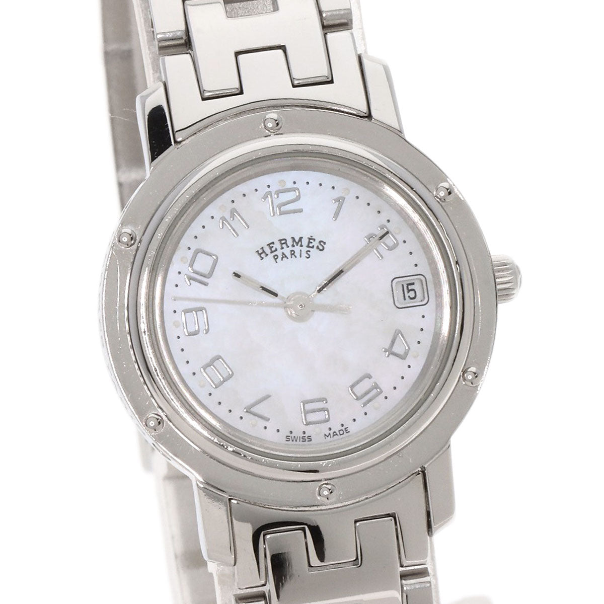 HERMES エルメス CL4.210 クリッパー ナクレ 腕時計 SS レディース 中古