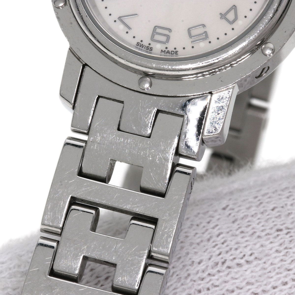 HERMES エルメス CL4.210 クリッパー ナクレ 腕時計 SS レディース 中古