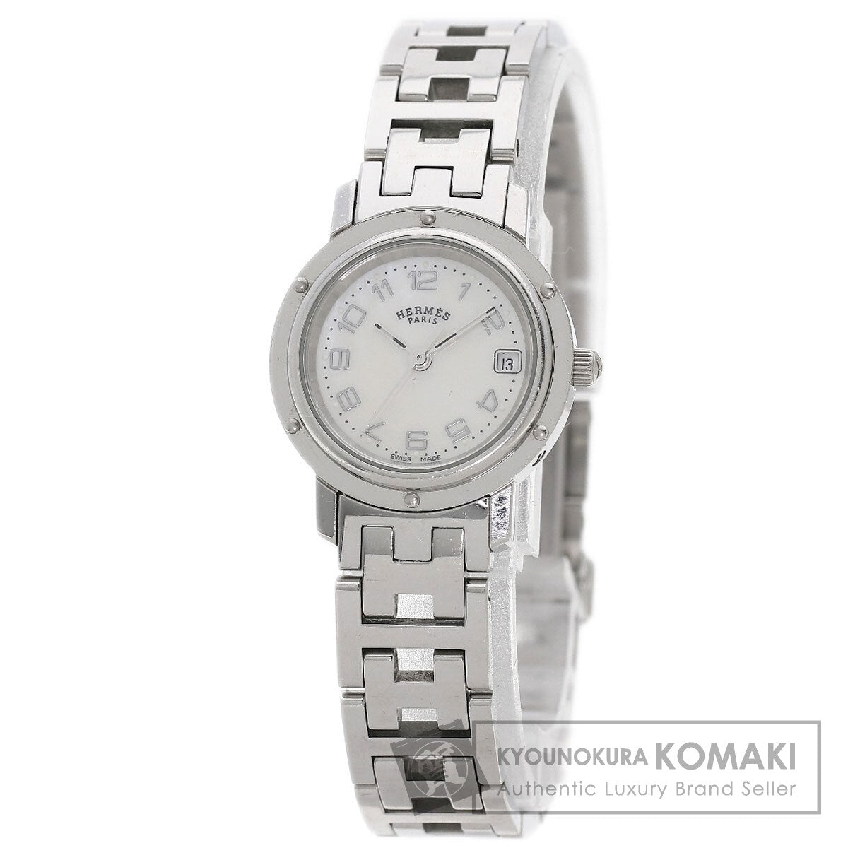 HERMES エルメス CL4.210 クリッパー ナクレ 腕時計 SS レディース 中古