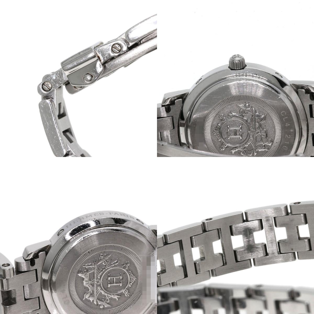HERMES エルメス CL4.210 クリッパー ナクレ 腕時計 SS レディース 中古