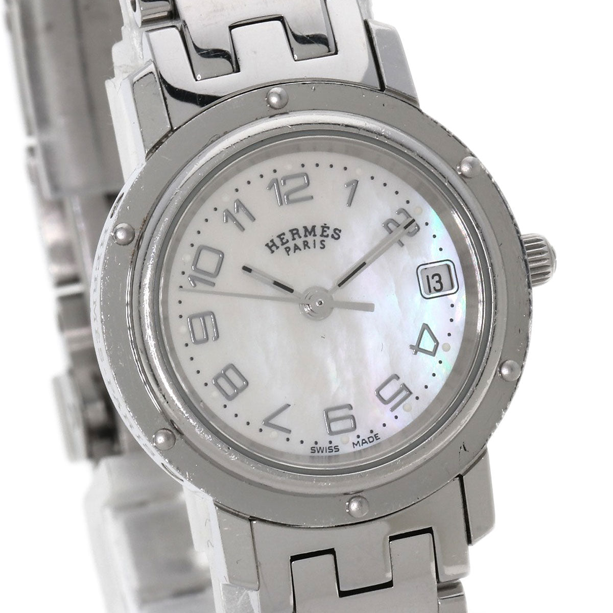 HERMES エルメス CL4.210 クリッパー ナクレ 腕時計 SS レディース 中古