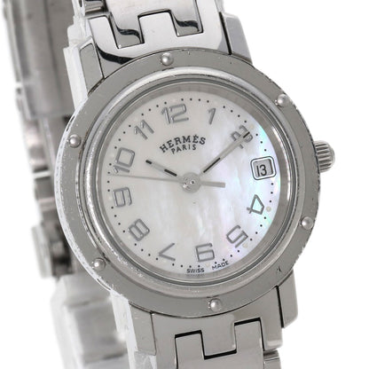 HERMES エルメス CL4.210 クリッパー ナクレ 腕時計 SS レディース 中古