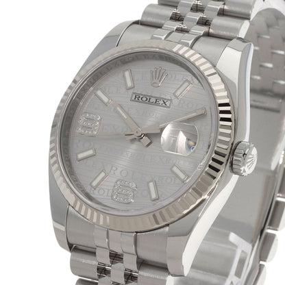 ROLEX ロレックス 116234 デイトジャスト 36 ウェーブ ダイヤモンド 腕時計 SS メンズ 中古