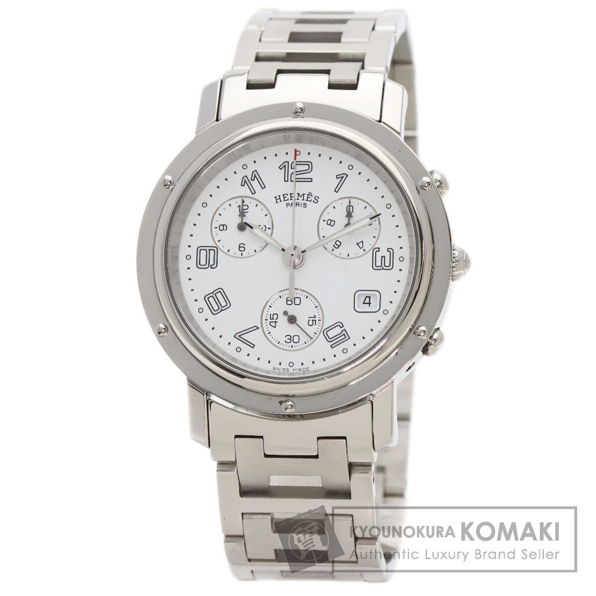HERMES エルメス CL1.910 クリッパー クロノグラフ 腕時計 SS メンズ 中古
