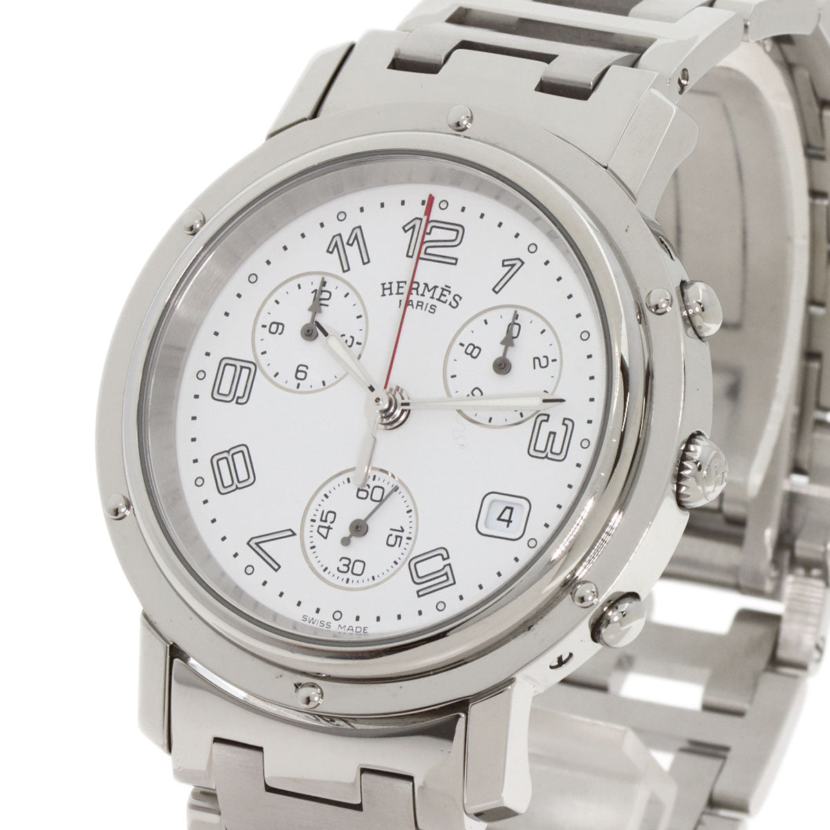 HERMES エルメス CL1.910 クリッパー クロノグラフ 腕時計 SS メンズ 中古