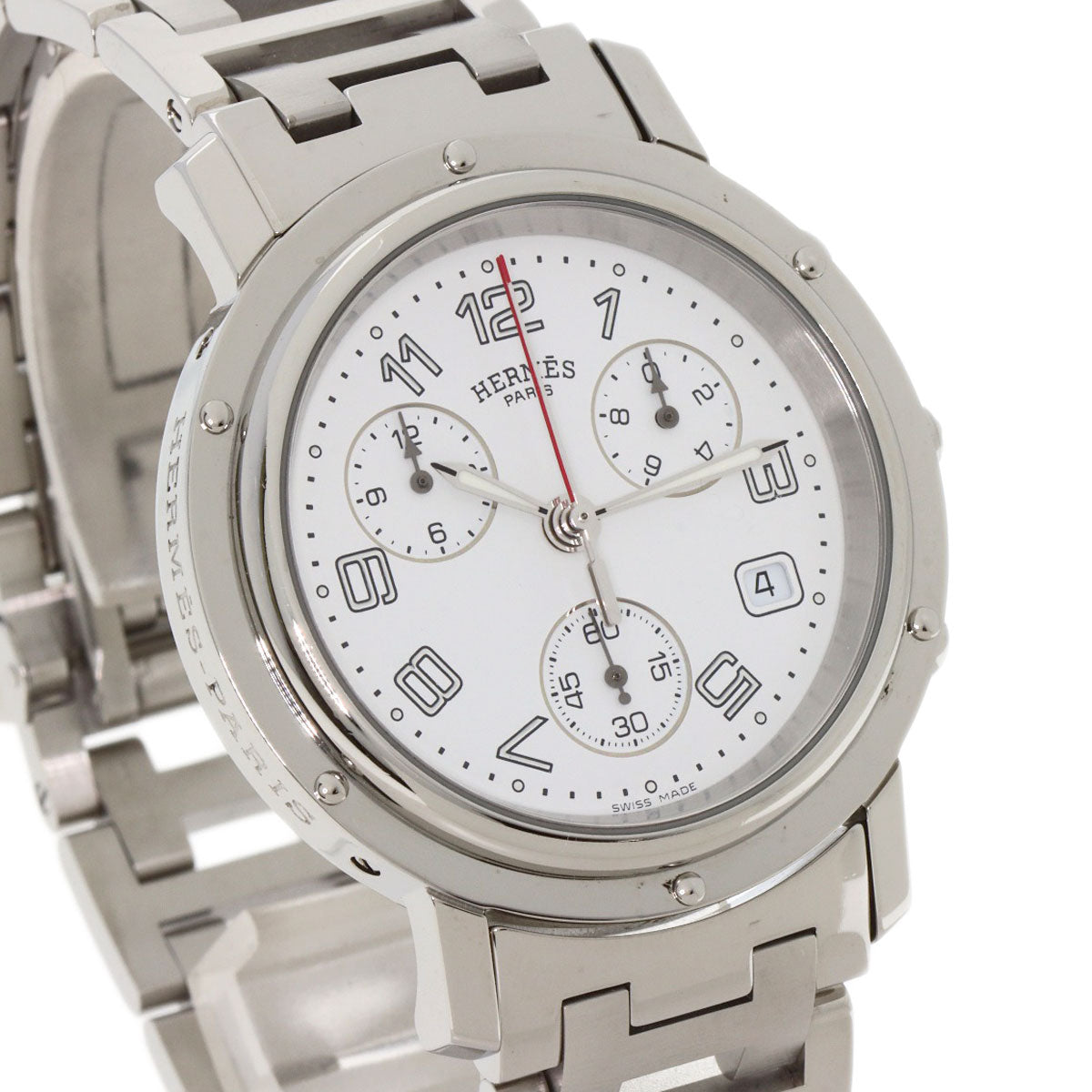 HERMES エルメス CL1.910 クリッパー クロノグラフ 腕時計 SS メンズ 中古