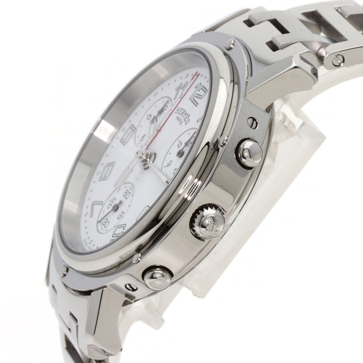 HERMES エルメス CL1.910 クリッパー クロノグラフ 腕時計 SS メンズ 中古