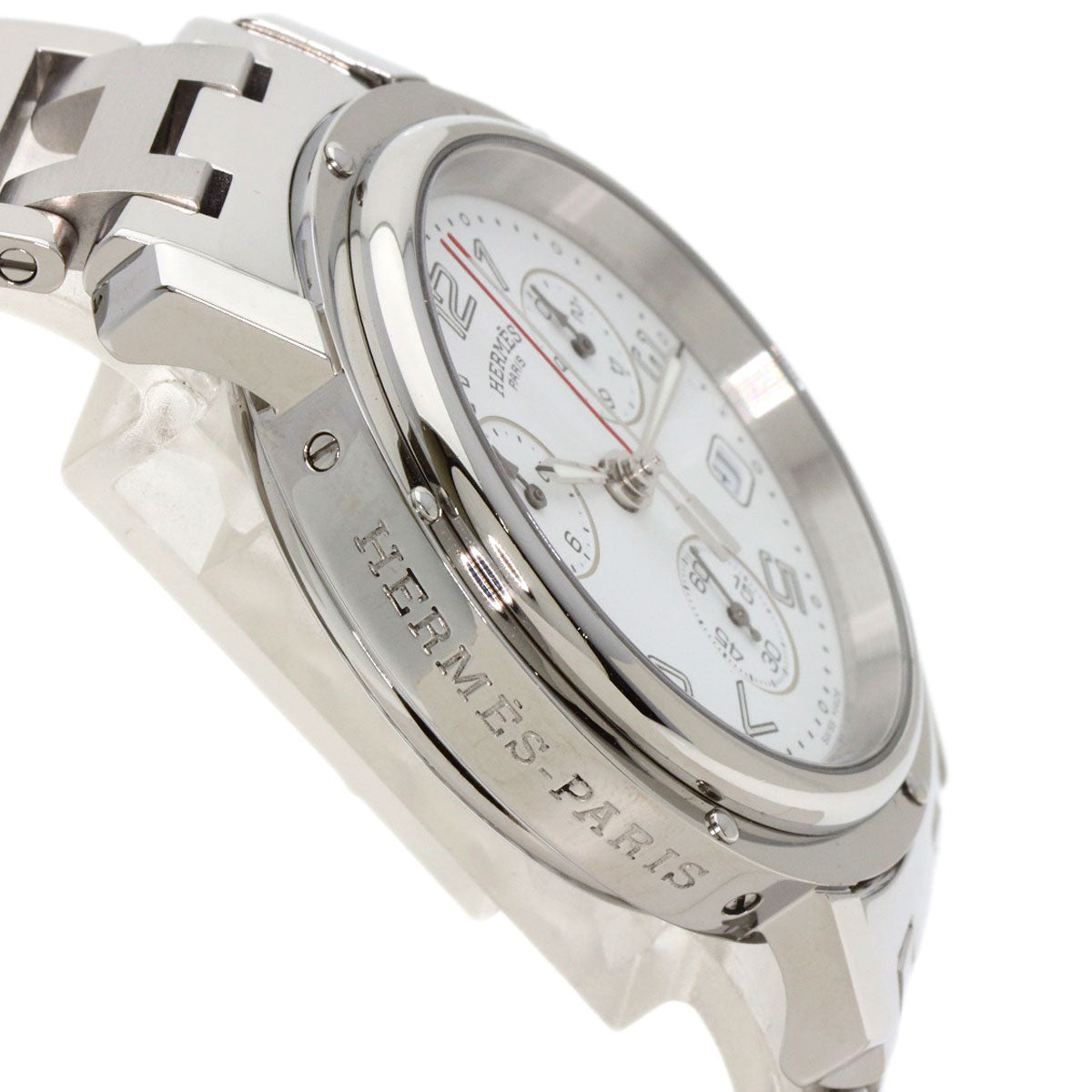 HERMES エルメス CL1.910 クリッパー クロノグラフ 腕時計 SS メンズ 中古