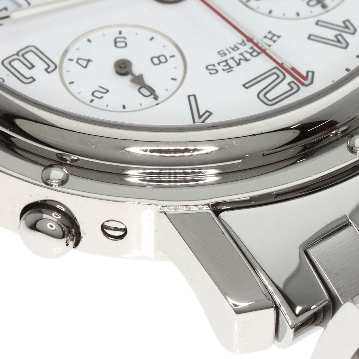 HERMES エルメス CL1.910 クリッパー クロノグラフ 腕時計 SS メンズ 中古