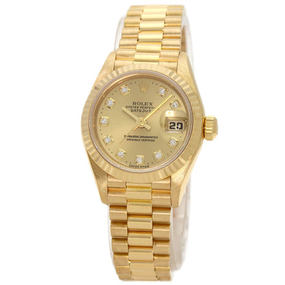 ROLEX ロレックス 69178G デイトジャスト 10P ダイヤモンド 腕時計 K18YG レディース 中古