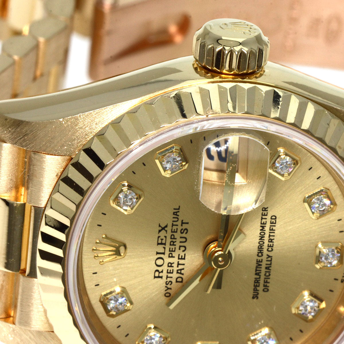 ROLEX ロレックス 69178G デイトジャスト 10P ダイヤモンド 腕時計 K18YG レディース 中古