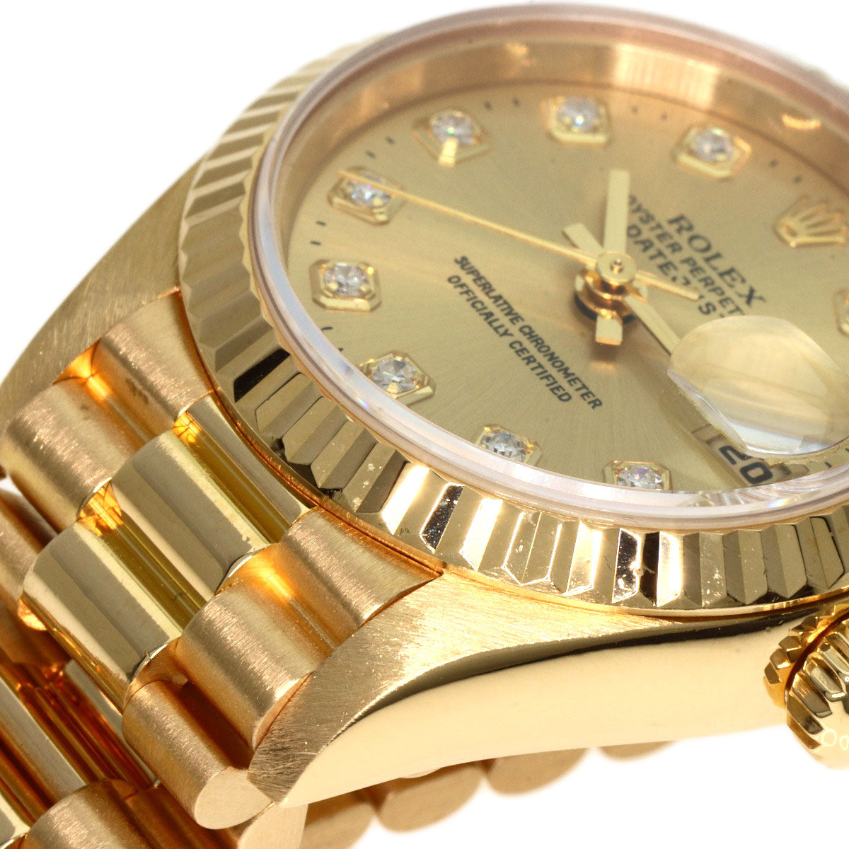 ROLEX ロレックス 69178G デイトジャスト 10P ダイヤモンド 腕時計 K18YG レディース 中古