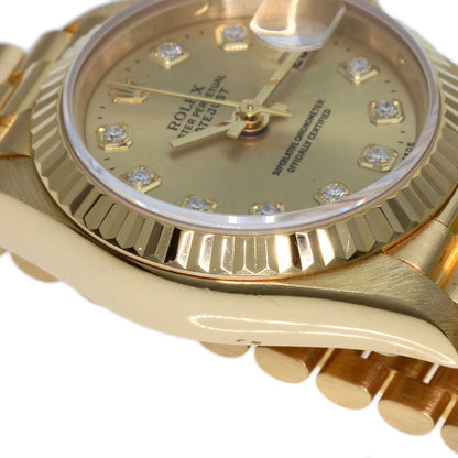 ROLEX ロレックス 69178G デイトジャスト 10P ダイヤモンド 腕時計 K18YG レディース 中古